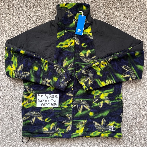 adidas Other - ADIDAS BIG TREFOIL PRINTED POLAR TRACK TOP MENS FLEECE JACKET SIZE MEDIUM FULL Z